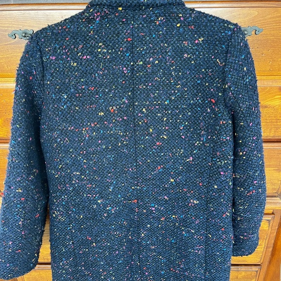 J Crew Nalya Women's Navy w/ Multicolor Tweed Coat, Size 6 - Picture 3 of 3